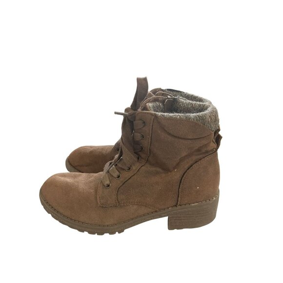 Steve Madden Big Girls size 3 Brown Faux Suede Fur Lining Ankle Boots  shoes - Picture 2 of 7